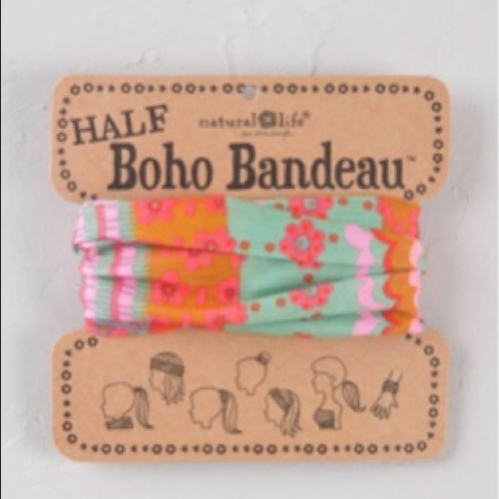 Natural Life Half Boho Headband Coral & Aqua
